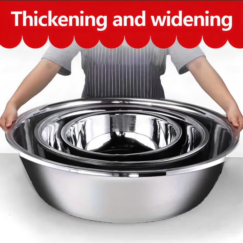 Extra Large Stainless Steel Mixing Bowls with Thicken & Widen Design - Rust-Resistant, Dishwasher Safe, Deeper Edges for Baking, Prepping, Marinating, Brining & Kimchi - Heavy-Duty Metal Serving & Salad Basin, Extra Large Mix
