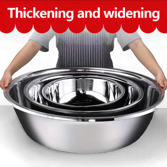 Extra Large Stainless Steel Mixing Bowls with Thicken & Widen Design - Rust-Resistant, Dishwasher Safe, Deeper Edges for Baking, Prepping, Marinating, Brining & Kimchi - Heavy-Duty Metal Serving & Salad Basin, Extra Large Mix