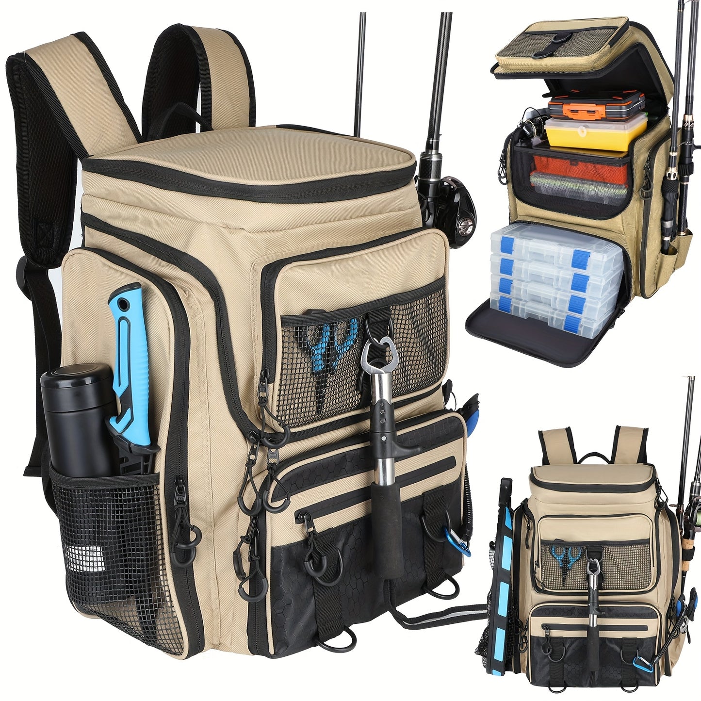 Factory Supplier Extra Large Capacity Fishing Backpack: 11.1gal With Built-in Rod Tube, For Carrying Fishing Gear & Equipment. Ideal For Fishing, Mountaineering, Hiking, And Camping.