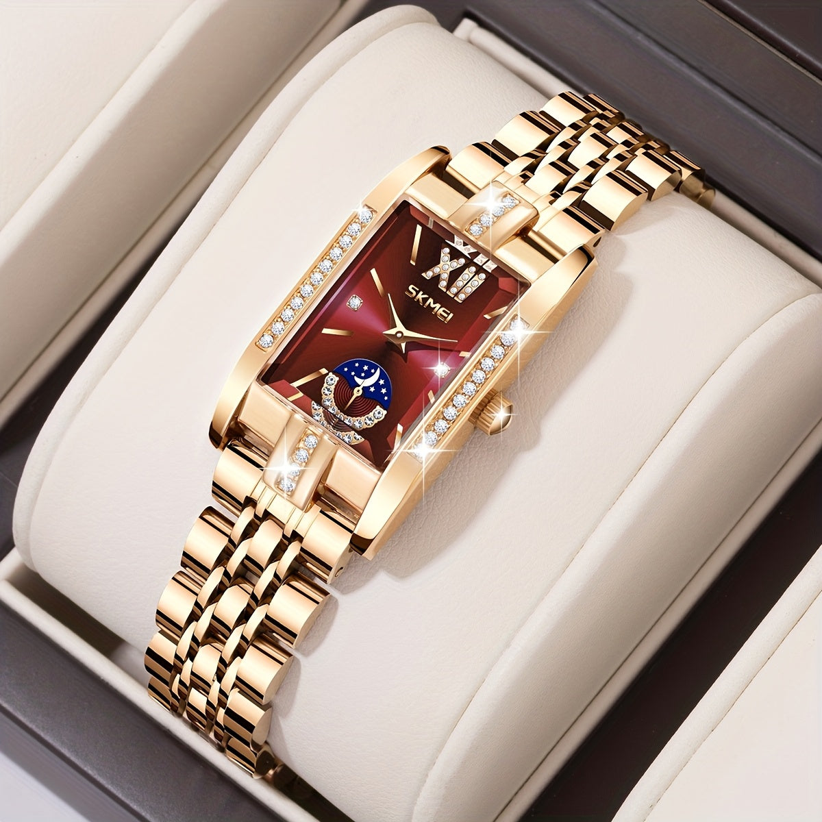 Women's Light Luxury Watches with Blue Star Dial and Heart Clasp Bracelet, Modular Fashion Accessories, Watches for Gifts