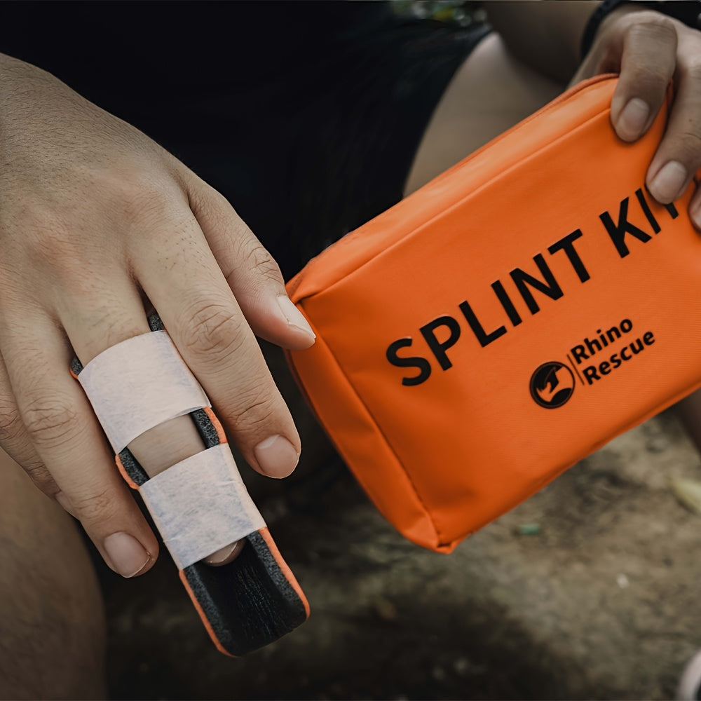 RHINO RESCUE Emergency Splint, Orange-Gray, 4pcs, Size: 36" X 4.3", 18" X 4.3", 9" X4.3", 4" X 1.7". The Splint Can Be Compactly Rolled Up for Easy Storage In Emergency Kit,