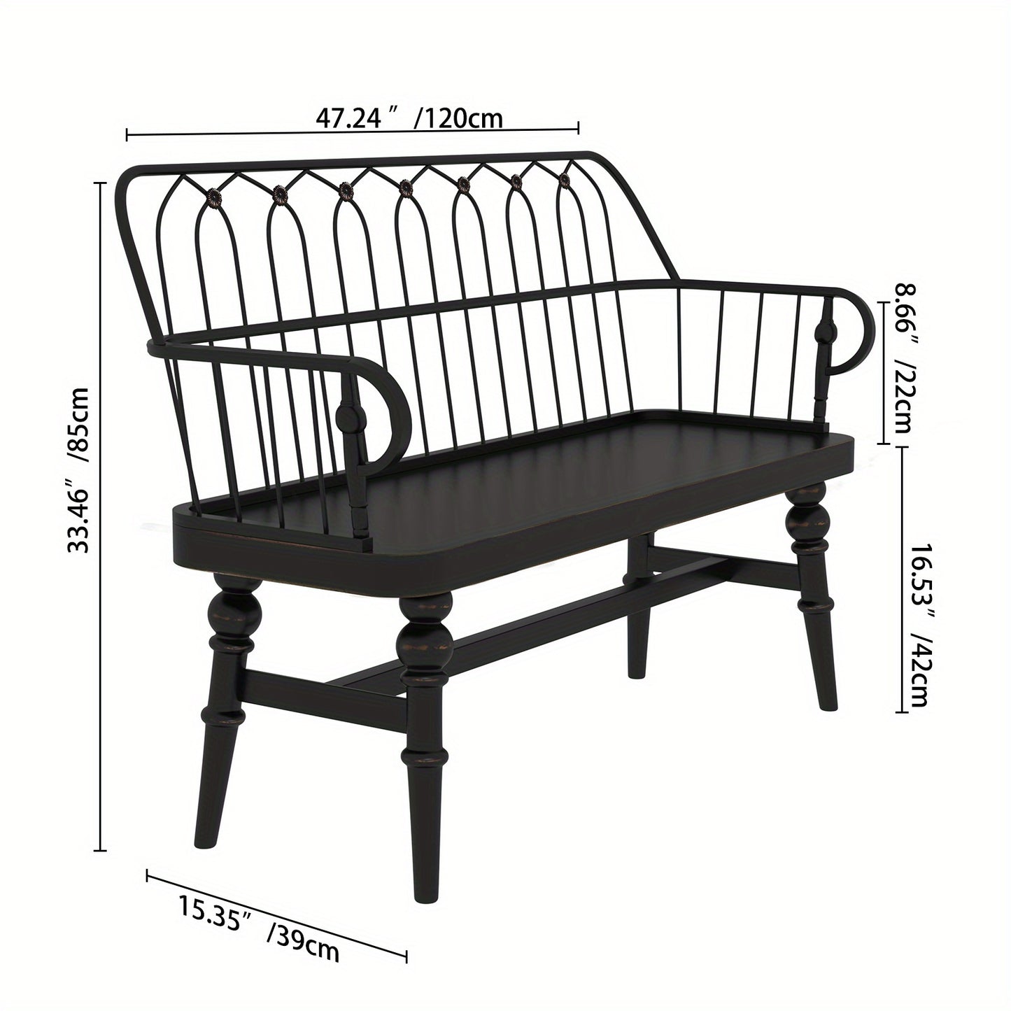Rustic Farmhouse Entryway Bench with Backrest - Solid Hardwood & MDF Construction, 27" Tall Freestanding Bench with Armrests, Mixed Color Finish for Living Room, Mudroom, Entryway Storage, Entryway Bench, Mudroom Furniture, C