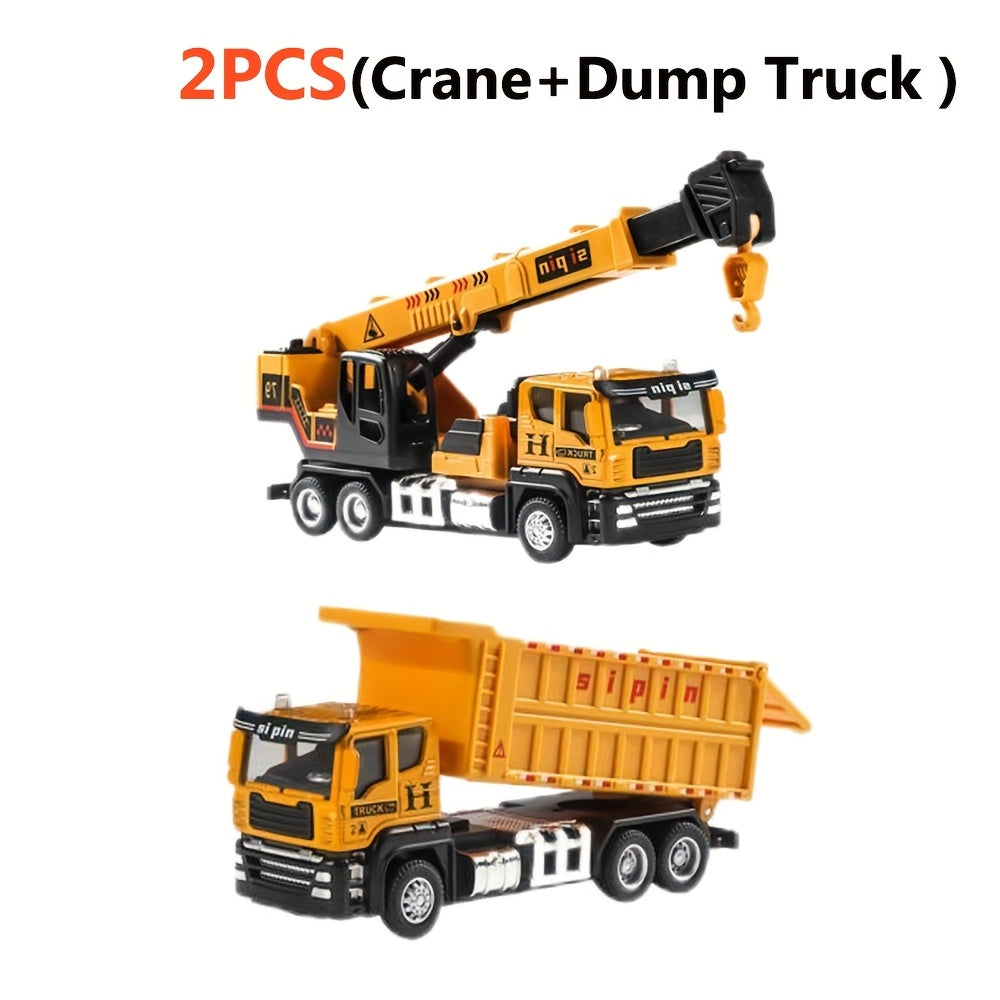 Die-Cast & Plastic Construction Truck Playset, Mini 5.8" Inertia Engineering Vehicle, Crane, Excavator, Cement Mixer, Dump Truck Toys for Boys 3-8 Years, Ideal Gift for Party Favor Christmas, Imaginative Play, ' Playset, Mini
