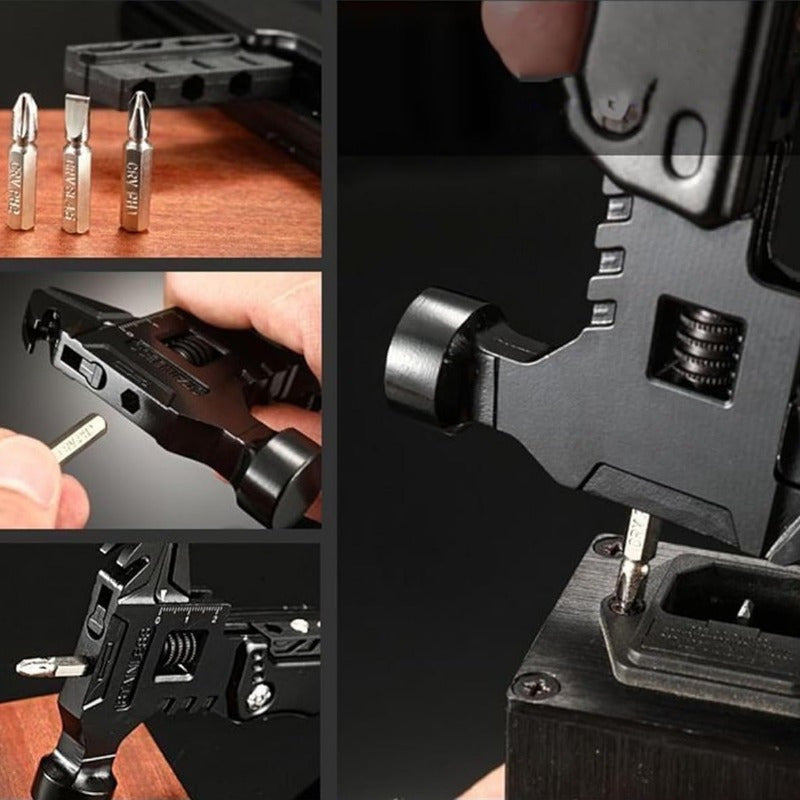 16-in-1 Multitool - Compact DIY Survival Multi Tool With Screwdriver Pliers Bottle Key Knife Adjustable Wrench, Perfect Valentine'S Day Gift For Dad And Boyfriend Cool Gadgets Camping Gear Pocket Tool Hammer Multitool