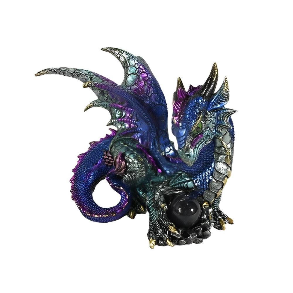 8.25"W Blue Dragon Guarding Crystal Figurine Decoration Home/Room Decor and Unique Gift Ideas