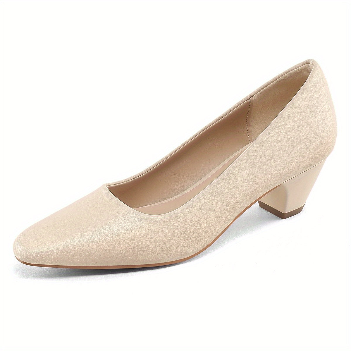 Women's Low Heel Mary Jane Slip-On Pumps - Round Closed Toe Wedding & Party Shoes, PU Upper & PVC Sole, All-Season Comfortable Dress Footwear for Prom, Dance Floors, Daily Wear - Easy-Clean & Stable (Hand/Dry Cleanable)