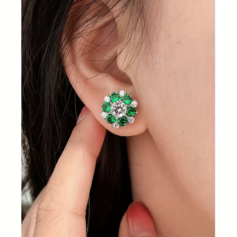 S925 Silver 2Carat Moissanite Stud Earrings High-Quality, Gorgeous And Elegant Women'S Fashion Jewelry Suitable For Daily, Vacations, Parties, Birthdays, Christmas, Thanksgiving, And New Year Gifts