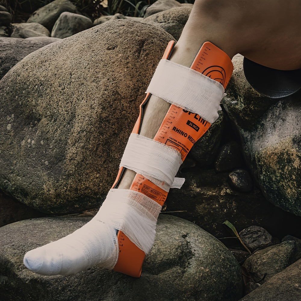 RHINO RESCUE Emergency Splint, Orange-Gray, 4pcs, Size: 36" X 4.3", 18" X 4.3", 9" X4.3", 4" X 1.7". The Splint Can Be Compactly Rolled Up for Easy Storage In Emergency Kit,