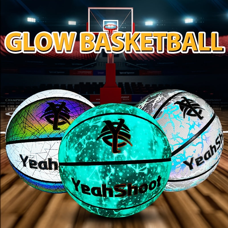YeahShoot Glow Basketball - Novel Style Light Up Basketball for Youth, Reflective Teens And Adults, Premium Feel Basketball Gifts for Boys with In The