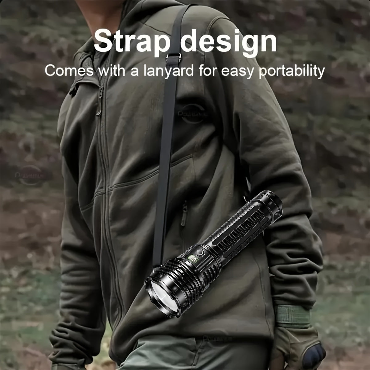 Tactical Rechargeable LED Flashlight with COB Light - Long-Range Spotlight, -C Fast Charging, - Power Bank, Durable IP-like Black Cylindrical Design & Cable Included for Camping, Emergency, Outdoor, Headlamp (Type-C Charging