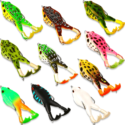 10pcs Vivid Colorful Silicone Frog Lures with Twin Propeller Legs, Realistic Design for Bass & Catfish Fishing, 3.54in/13g, Perfect for Freshwater & Saltwater Angling, Catfish Lures, Vibrant Lure Design, Realistic Frog Lure