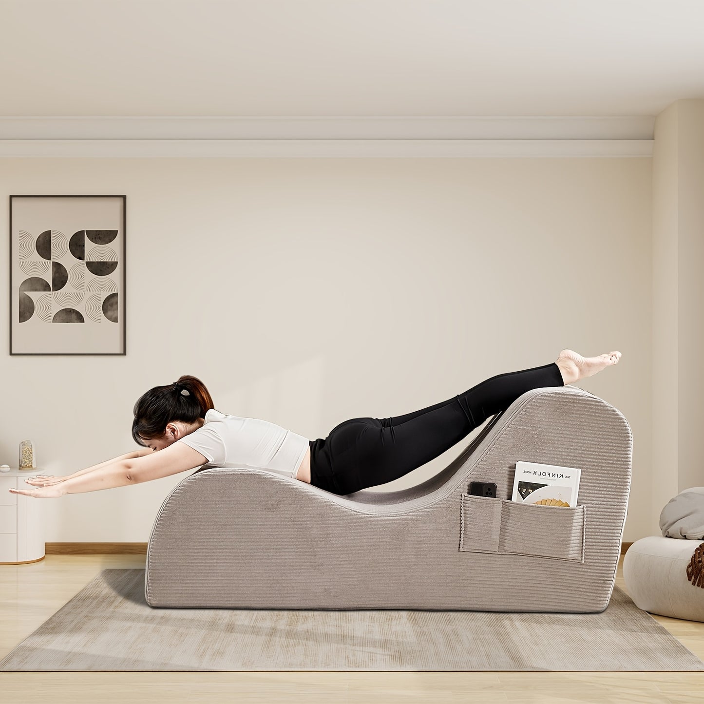 Yoga Lounger Chair - Adult Ergonomic Design, Corduroy Cushioned Sponge, Non-slip Bottom Yoga Chair For Bedroom, Living Room, Indoor And Outdoor Sports Furniture With Cushion Pillow