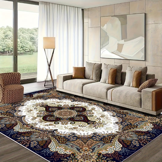 1pc Multicolor Ethnic Style, Velvety Anti-slip Rug Washable for Home Decor Rug for Living Room, Bedroom, Dining Room, Home Office, Basement, Outdoor Camping, Area Rugs, Home Decoration