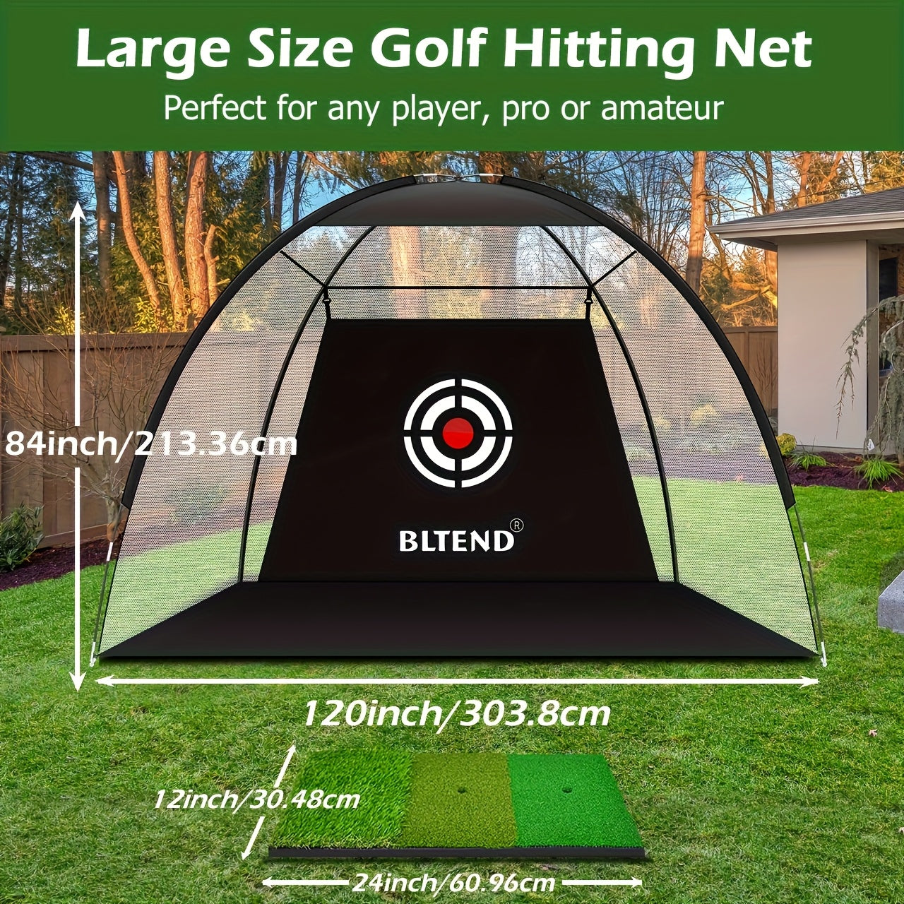 Golf Net with Mat A|B|C, Heavy Duty Golf Hitting Net, 10x7ft Golf Practice Nets for Backyard Driving, Golf Hitting Training Net for Indoor Outdoor Use - Golf Training Equipment, Golf Gifts for Women Men