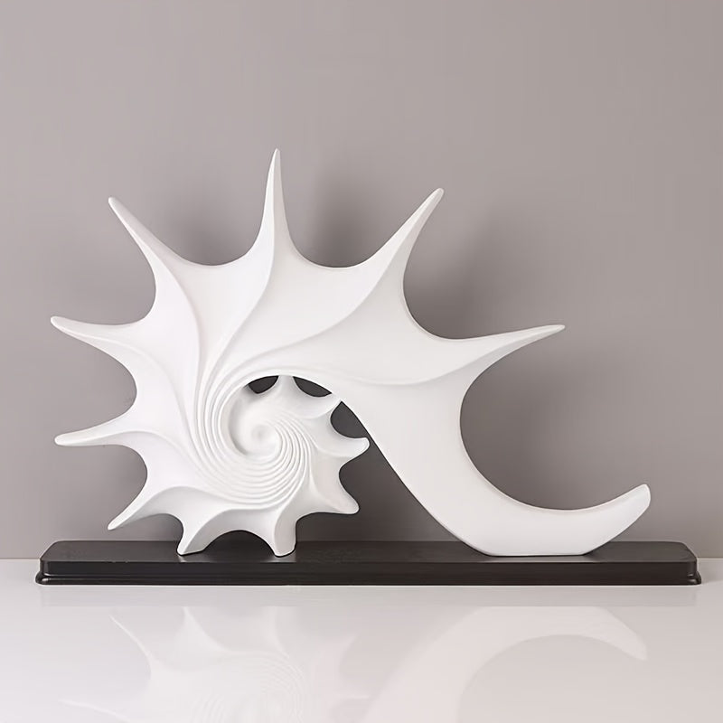 Luxurious Blue and Golden Resin Conch Sculpture - Fantasy-Inspired Home Decor for Living Room, Bookshelf, or TV Cabinet - Perfect Housewarming Gift for Holidays like Christmas, Halloween, Easter, Thanksgiving, and Hanukkah, T