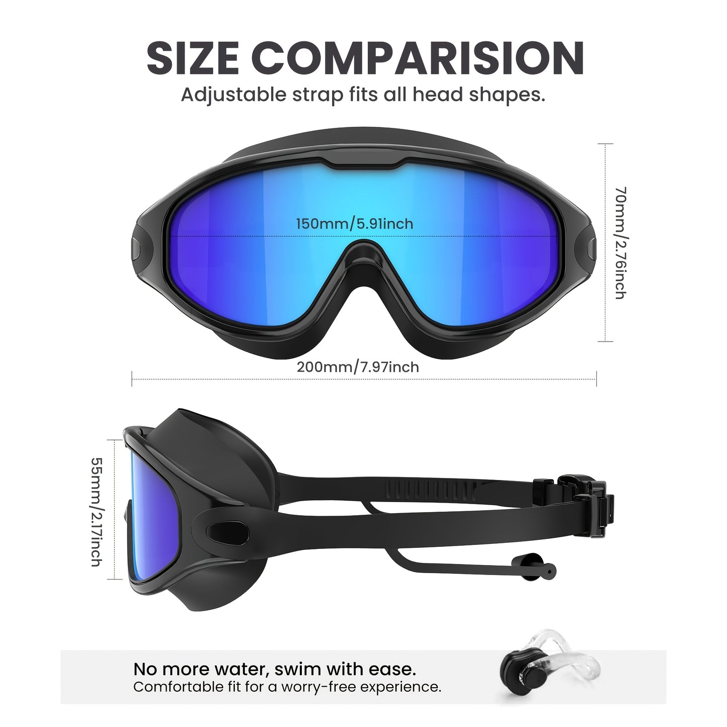 3pcs NSSIW Trendy Retro Adult Large Frame Casual Swimming Goggles Men's Women's Universal Plain Swimming Goggles Goggles - Casual Goggles Swimming Goggles