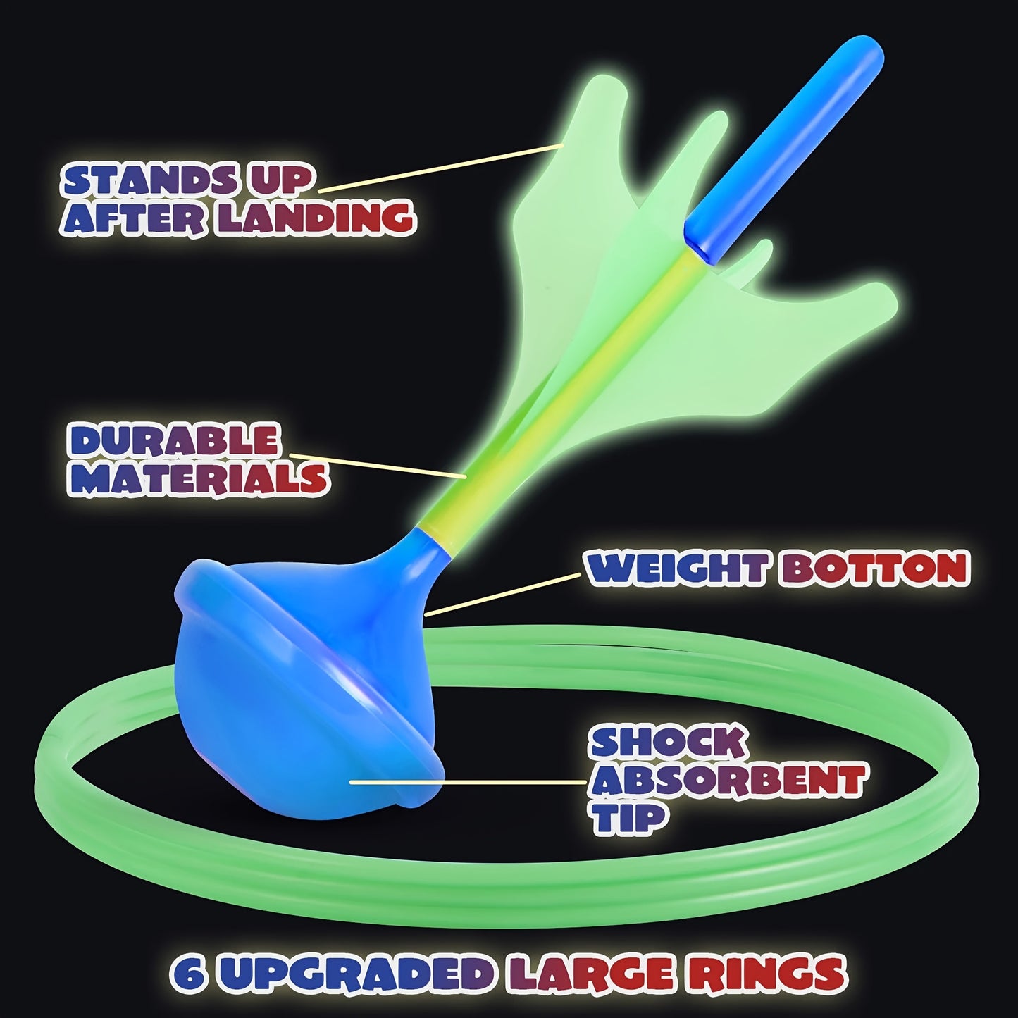 6pcs Lawn Darts Game Set for Kids And Adults - Glow In The Dark Outdoor And Indoor Lawn Games for Adults And Family, Soft Tip Darts Set for Kids Camping, Outside Yard, Christmas Birthday Gifts for Boys And Girls