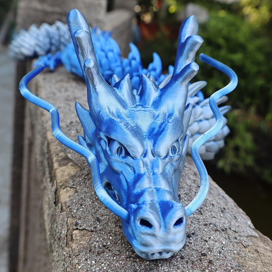 Extra Large 35.4-Inch (35.04inch) 3D Printed Dragon Figure - Poseable Fidget with Movable Joints, Crystal-like Scale Texture & Teeth - Home/Office/Collectors Display Decor - Dragon Statue for Anime/Movie Fans - Challenging Po