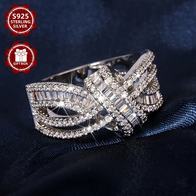 S925 Silver Women's New Fashionable Luxury Bohemian Gorgeous Premium Ring Women's Promise Engagement Wedding Pure Silver Moissanite Ring Suitable for Wedding Birthday Gift Christmas New Year Ring, Romantic Gift, Vintage Ring,