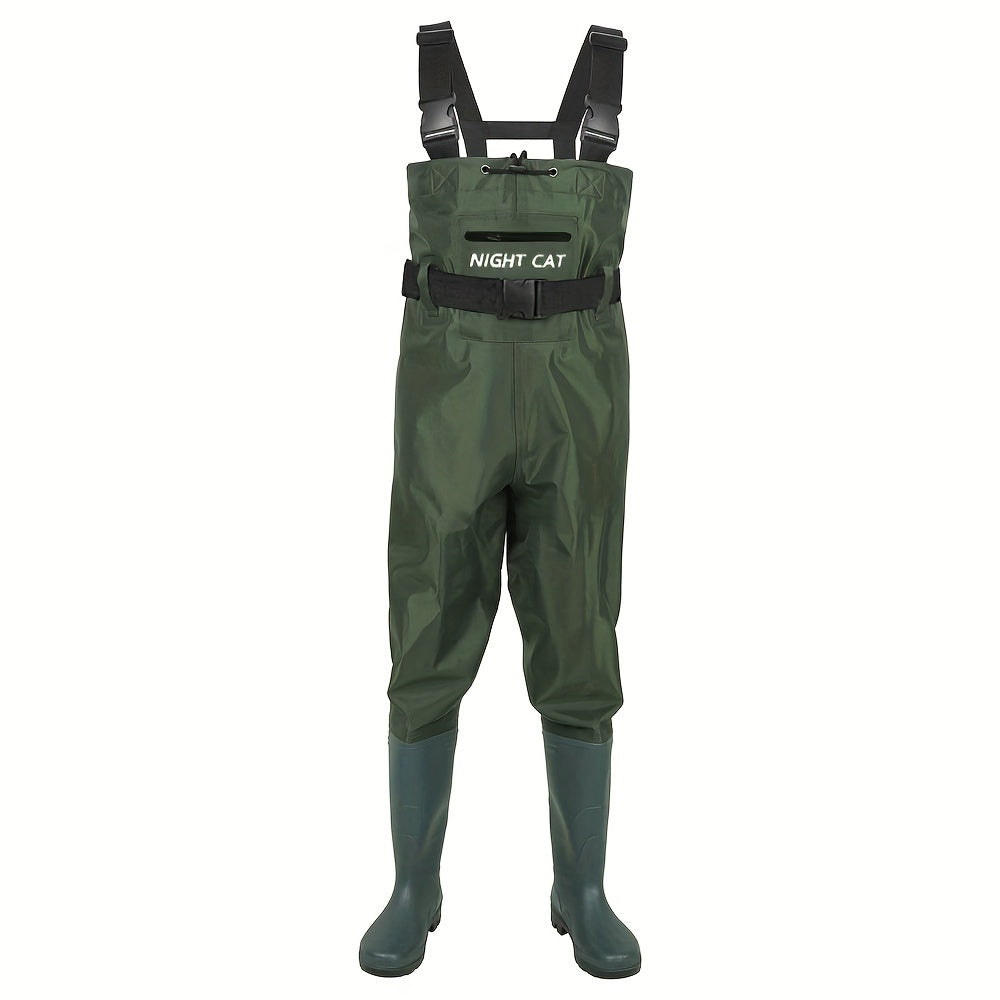 Night Cat Unisex Wading Pants | Breathable and Lightweight Nylon Chest Waders with Boot Leg Straps for Fishing, Hunting, Farms | Sizes 6.5-13, Green