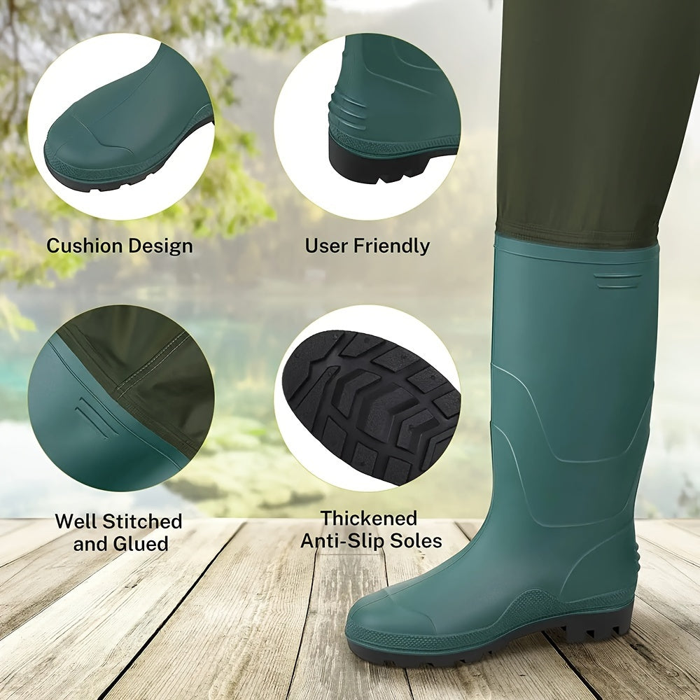 Night Cat Unisex Wading Pants | Breathable and Lightweight Nylon Chest Waders with Boot Leg Straps for Fishing, Hunting, Farms | Sizes 6.5-13, Green