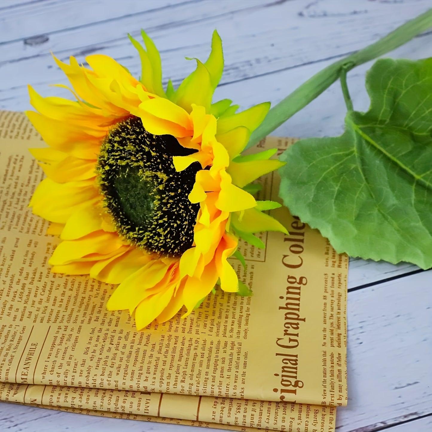 6pcs 24.4" Large Sunflowers Artificial Flowers 8" Full Bloom Long Stem Artificial Sunflower Tall Sun Flowers Giant Sunflowers with Stem Fake Sunflower Floral Arrangement for Outdoor Indoor Home Vase Table Wedding Party Garden