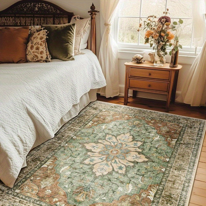 Jumbo Oversized Large Carpet - Extra Wide & Long Luxury Suitable for Living Room Bedroom, Heavy Traffic Areas, Large Spaces - Machine Washable Anti-Slip Retro Flower Print Carpet, Jumbo Sizes Available