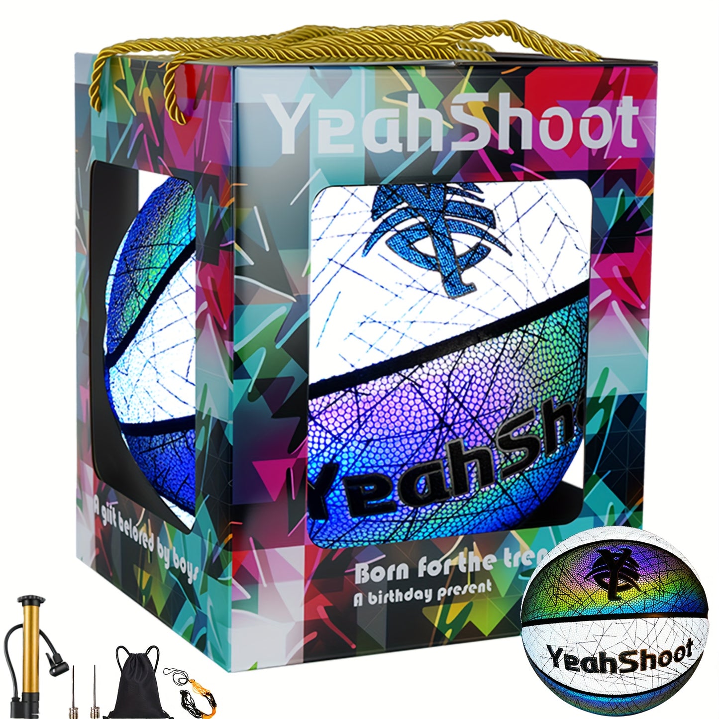 YeahShoot Glow Basketball - Novel Style Light Up Basketball for Youth, Reflective Teens And Adults, Premium Feel Basketball Gifts for Boys with In The