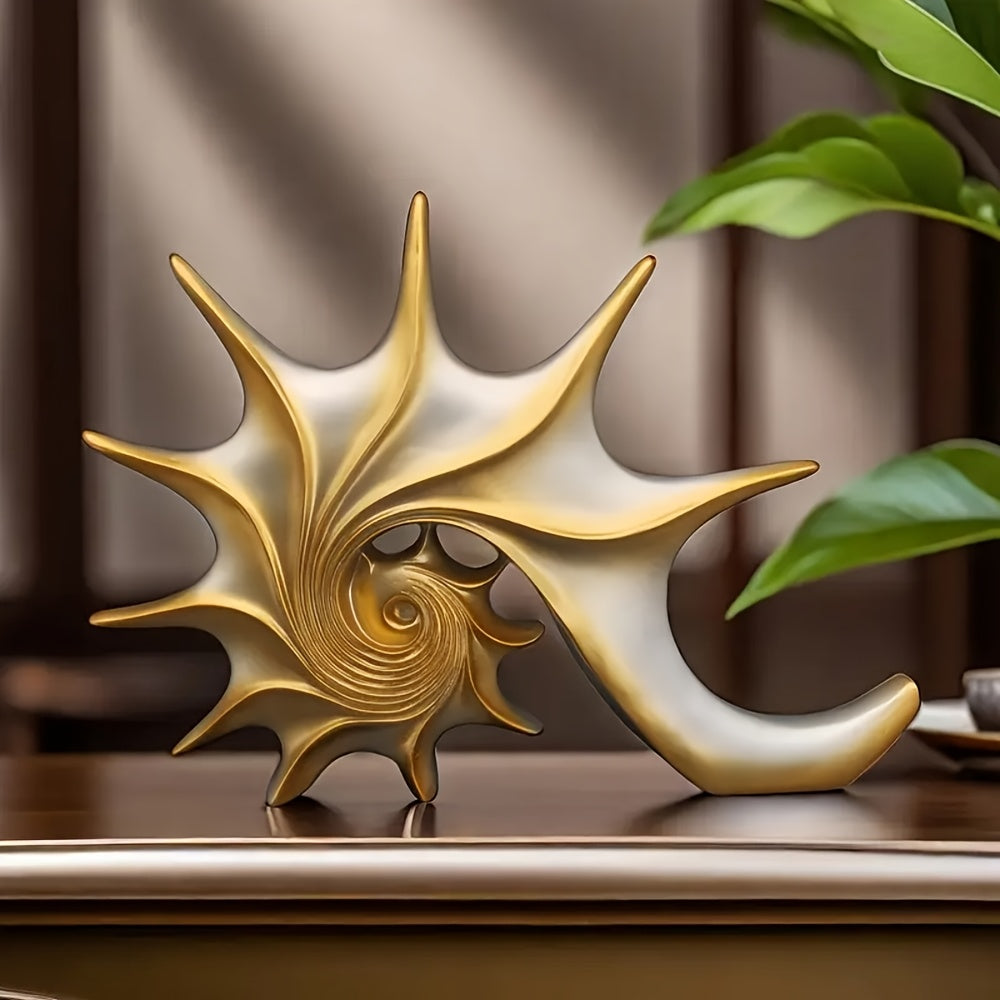 Luxurious Blue and Golden Resin Conch Sculpture - Fantasy-Inspired Home Decor for Living Room, Bookshelf, or TV Cabinet - Perfect Housewarming Gift for Holidays like Christmas, Halloween, Easter, Thanksgiving, and Hanukkah, T