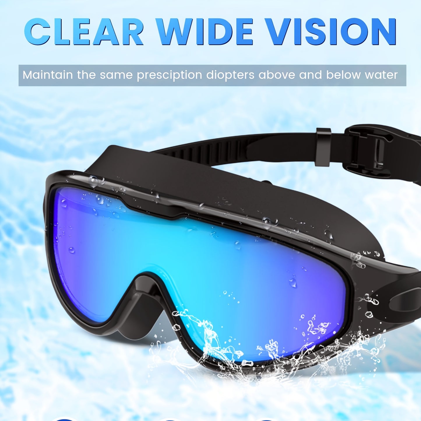 3pcs NSSIW Trendy Retro Adult Large Frame Casual Swimming Goggles Men's Women's Universal Plain Swimming Goggles Goggles - Casual Goggles Swimming Goggles