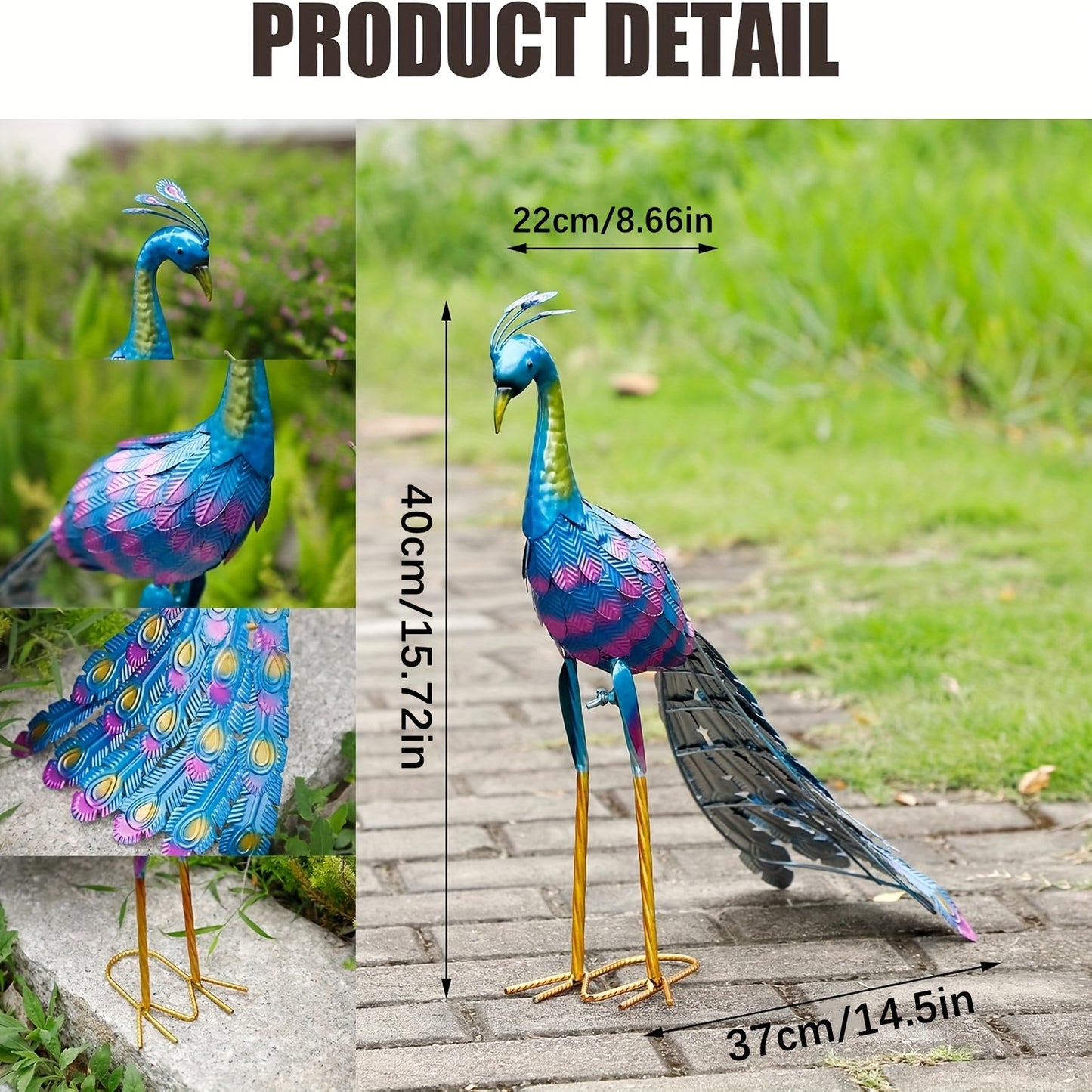 2pcs Of A Pair Of Male And Female Metal PeaRooster Outdoor Statues - PeaRooster Garden Decorative Courtyard Art, Suitable for Home, Garden, Terrace, Backyard, Porch Lawn Decoration, Wedding Anniversary Gift, Christmas Gifts