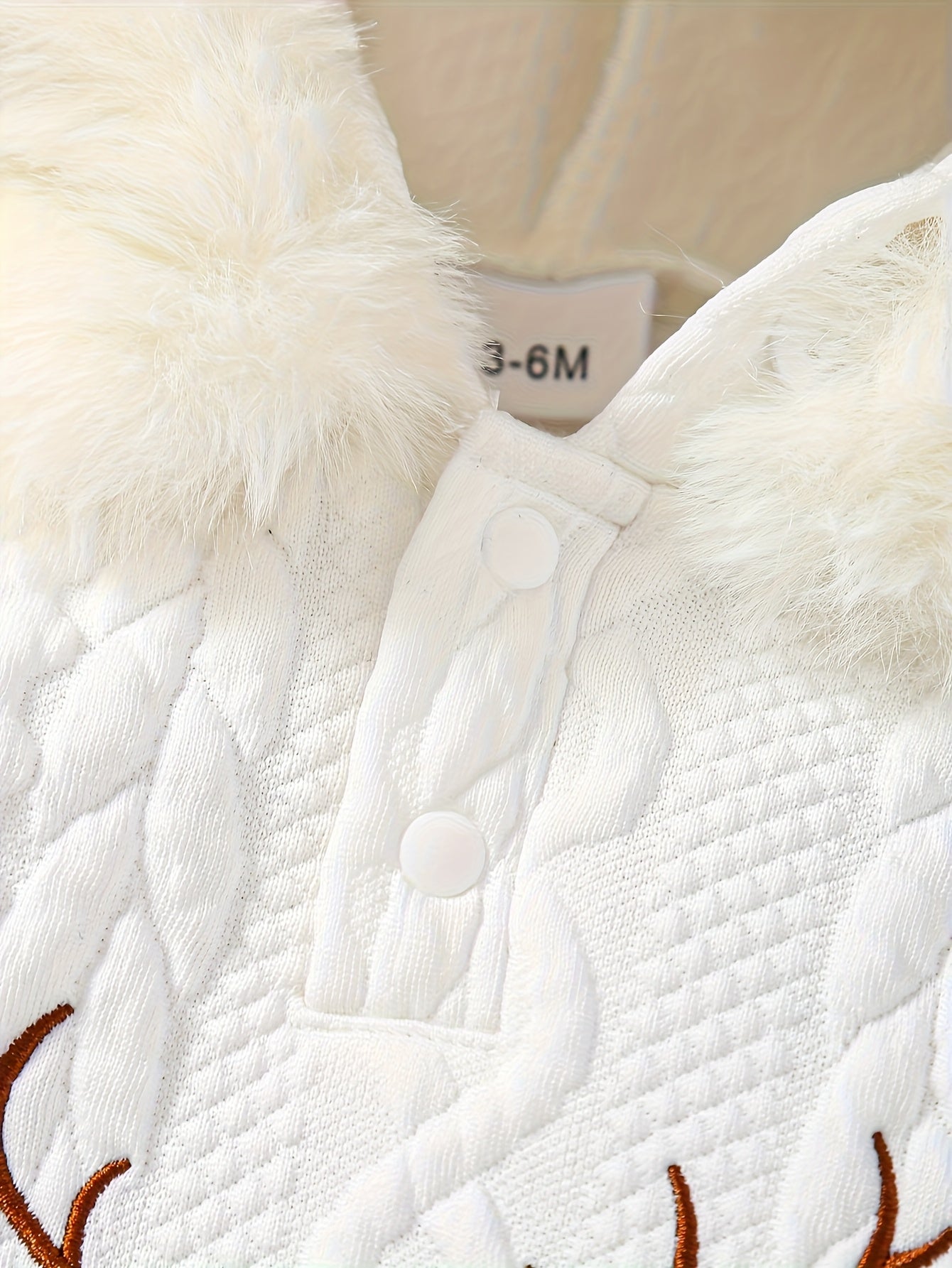 Christmas New Letter Antler Embroidery Knitted Pattern Solid Color Ribbed Hoodie with Fur Collar Long Pants Set for Baby Boys Winter Warmth And Cute, Perfect for Outdoor