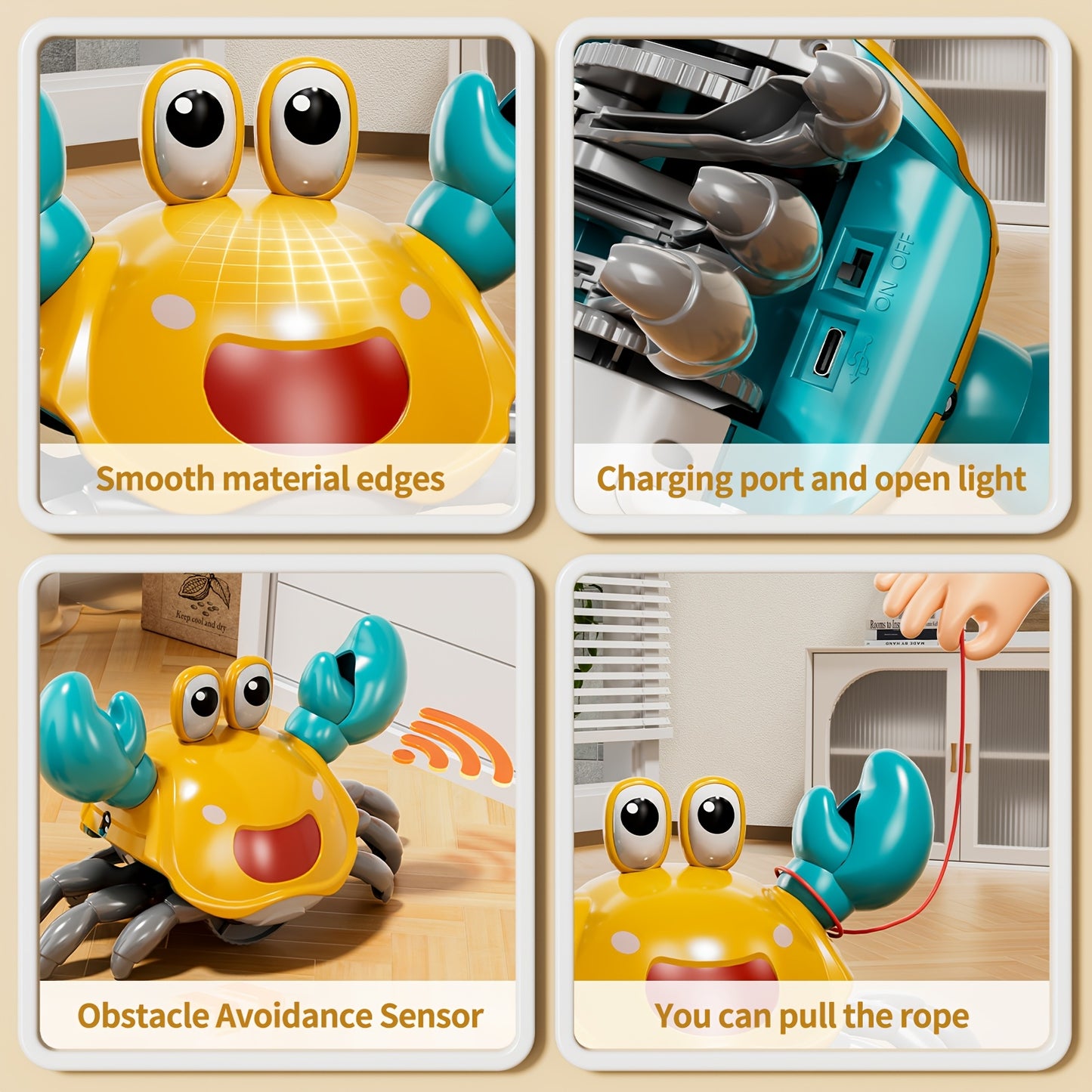 Dancing Crab Toy with Music & Lights - Interactive Crawling Crab for Kids, USB Rechargeable, Vibrant Colors, Perfect Birthday Gift for Girls & Boys, Interactive Playtime, Playful Design, Smooth Movement