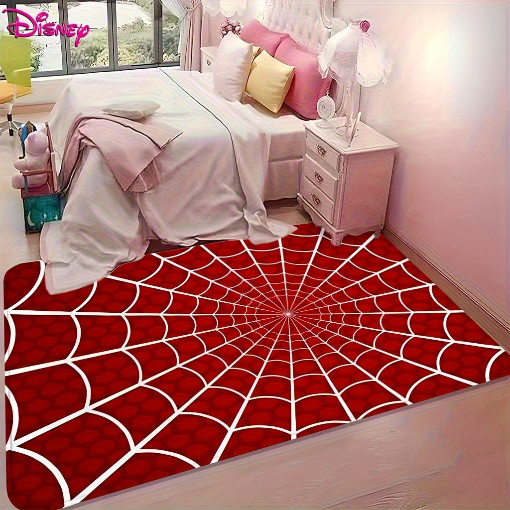 Red Spider Web Anime Embroidered Area Mat - Washable Non-Slip Mat for Bedroom, Living Room, or Game Room Decor - Perfect Valentine'S Day Gift for Anime Enthusiasts, Bedroom Decor | Spider Web Design | Durable Polyester, Spide