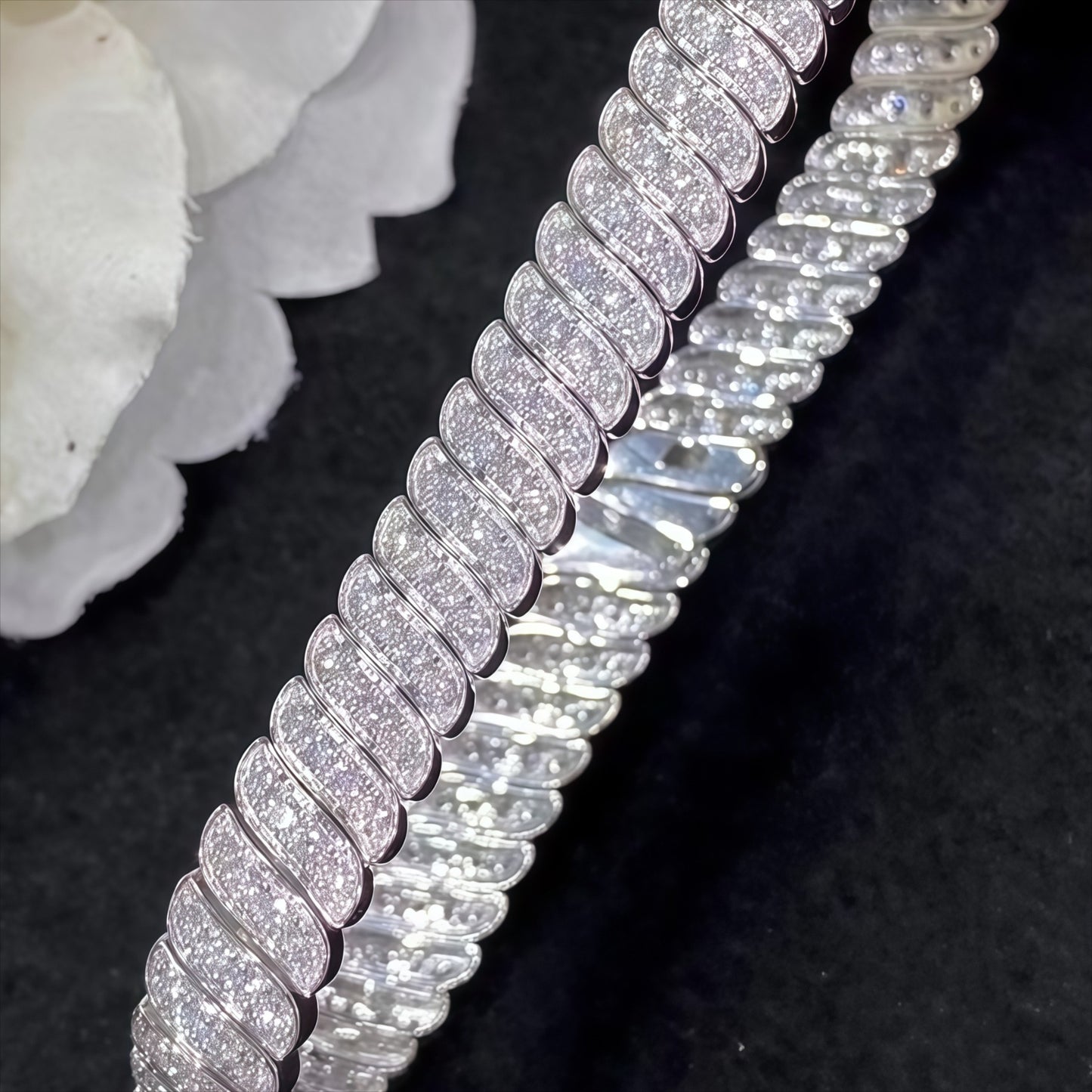 21.0g Full Moissanite Snake Shaped Bracelet, D Color VVS1 Round Cut, 925 Sterling Silver Luxurious Temperament Style Bracelet, Elegant Fashionable Jewelry for Proposal Engagement Wedding, Perfect Christmas Halloween Gifts for