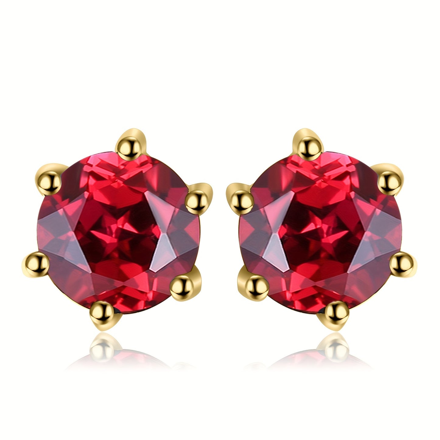 1pair 925 Sterling Silver Simple And Elegant Classic Design Exquisite Multi-faceted Round Cut Natural Gemstone Birthstone Stud Earrings Yellow&Rose for Women for Girl for Daily Decoration for Prom Party Banquet Fine Jewelry