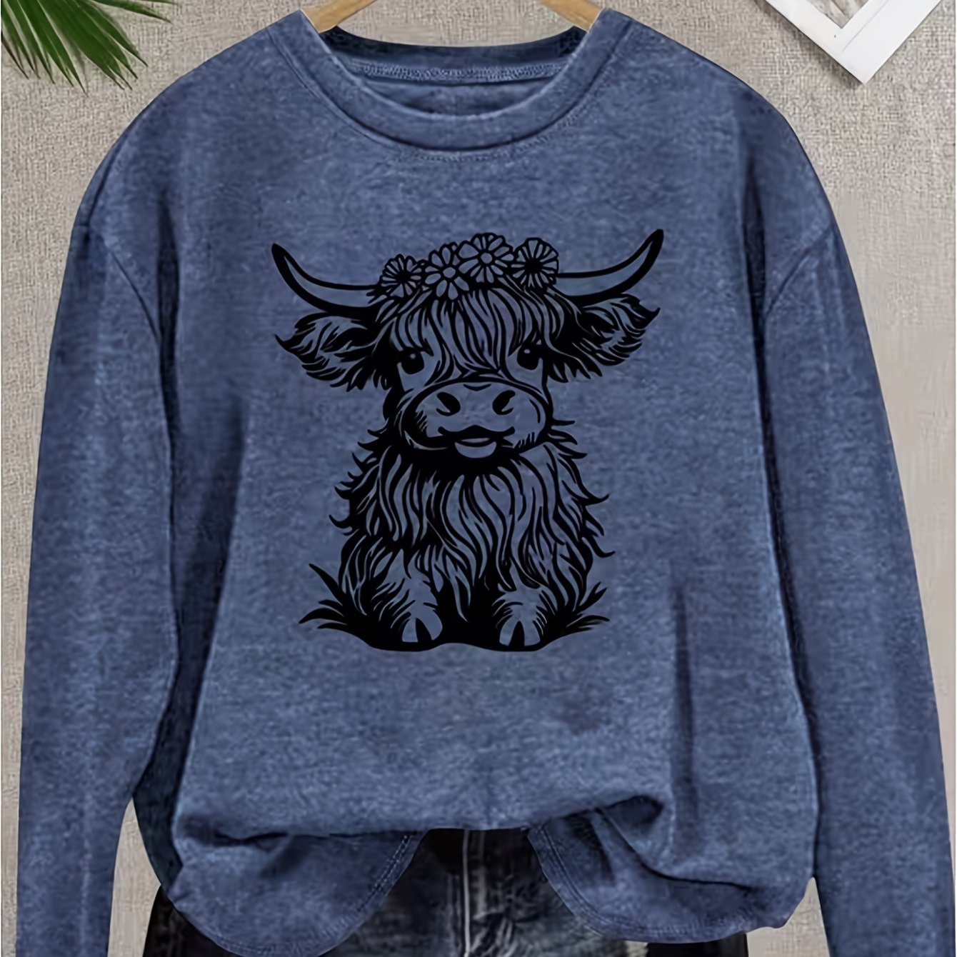 Plus Size, Ladies' Oversized Four Season Wardrobe Machine Washable Base Long Sleeved Round Neck Versatile Casual T-shirt