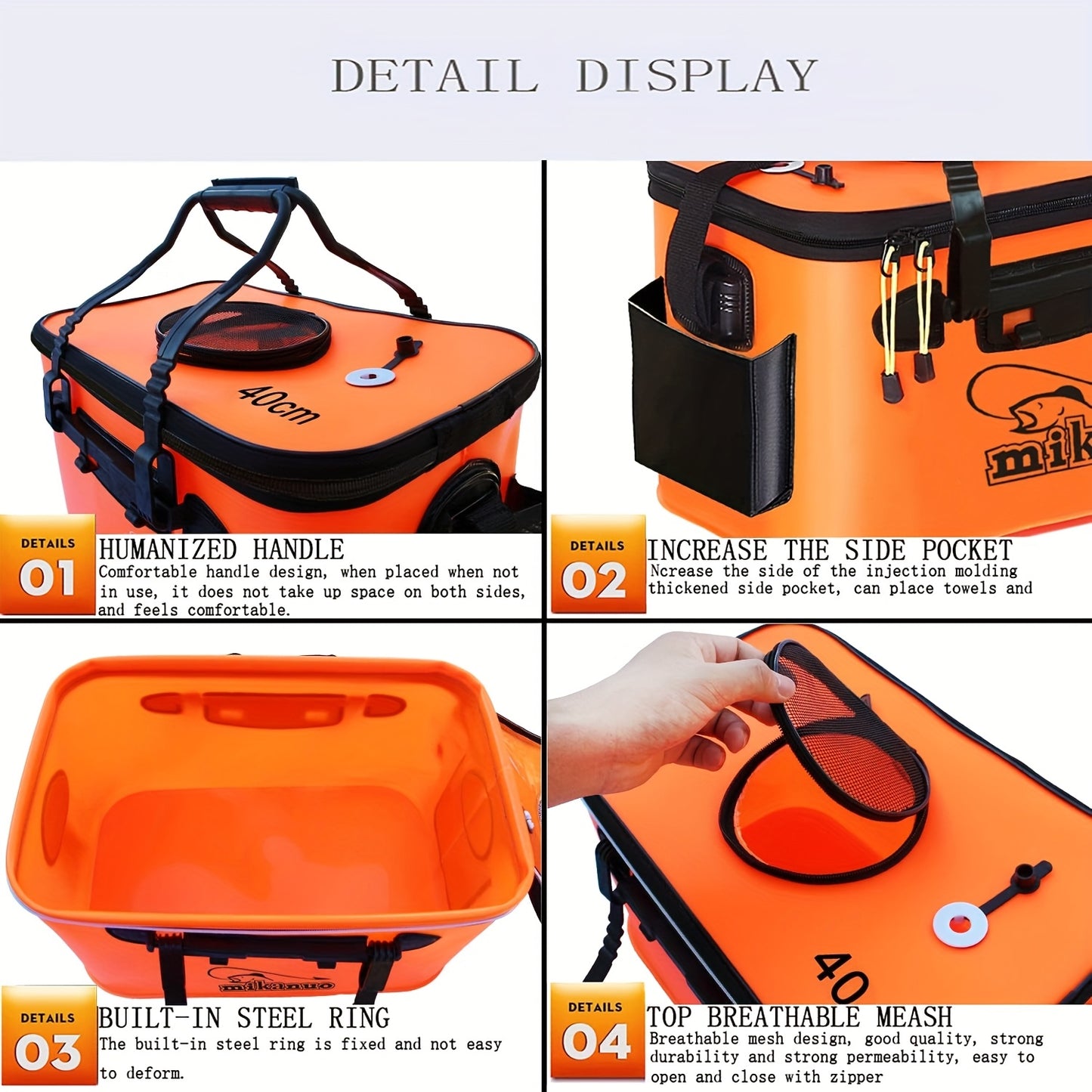 Collapsible Fishing Bucket, Versatile EVA Fishing for Outdoor Use, Container for Live Bait And Fish Protection, Ideal for Men, Perfect Valentine'S Day Present (Available in Blue Or Orange)