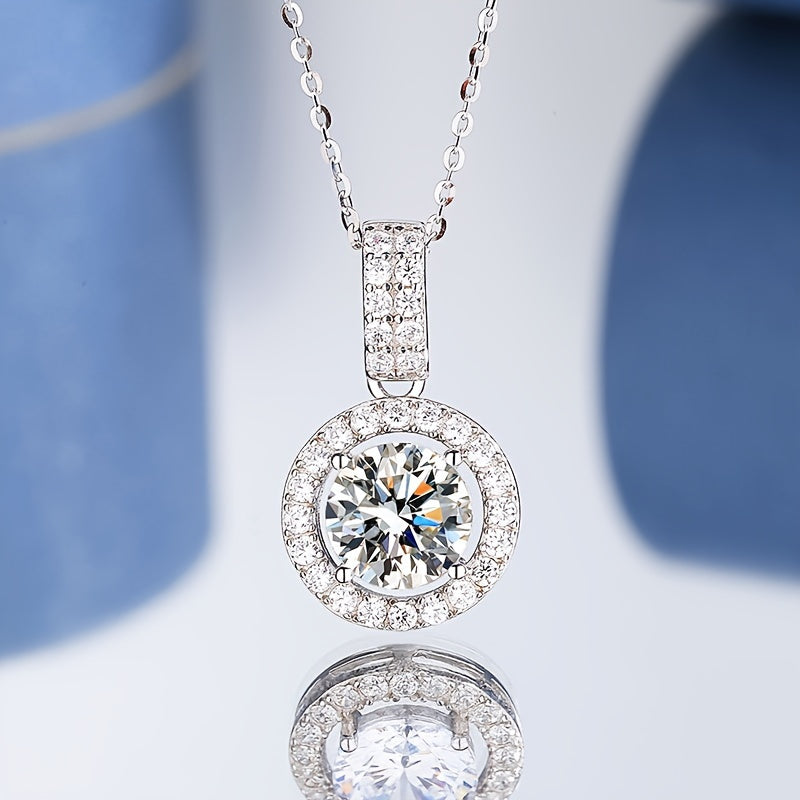 S925 925 Silver 5ct moissanite Necklace Men'S Jewelry Premium Men'S Pendant, Silvery Necklace, Perfect For Parties Engagement Wedding Anniversary Birthday, Ideal Holiday Gift For Family & Friends. Grab Your Gift Now. Christma