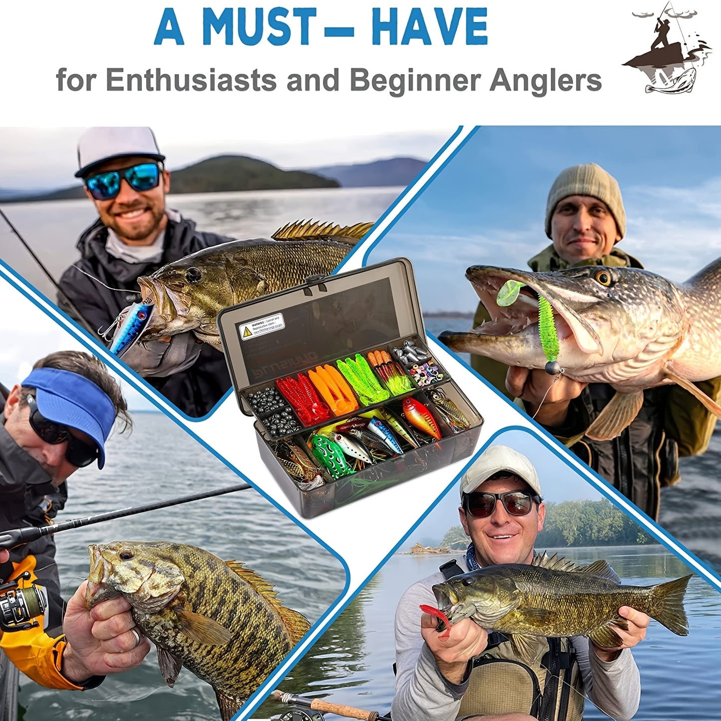 292pcs Heavy-Duty Fishing Lures Tackle Box with Hooks & Spinnerbaits Suitable for Saltwater/Freshwater Fishing Gear, Bass Trout Tackle Kit, Topwater Lures for Men Gifts, Hooks, Spinnerbaits for Fishing Accessories (No Revisio
