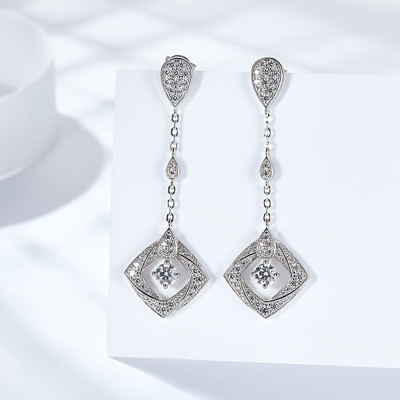 S925 Silver 0.3 Carat* 2pcs Moissanite Earrings Women's Jewelry, High-Quality Women's Dangle Earrings, For Vacations, Parties, Gifts, Birthdays, Or As Jewelry Presents For Friends And Family Christmas #Halloween #BlackFriday
