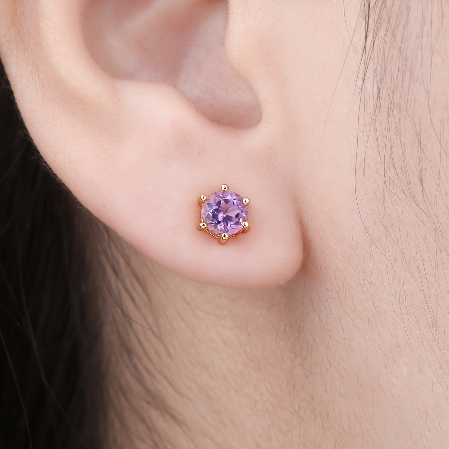 1pair 925 Sterling Silver Simple And Elegant Classic Design Exquisite Multi-faceted Round Cut Natural Gemstone Birthstone Stud Earrings Yellow&Rose for Women for Girl for Daily Decoration for Prom Party Banquet Fine Jewelry