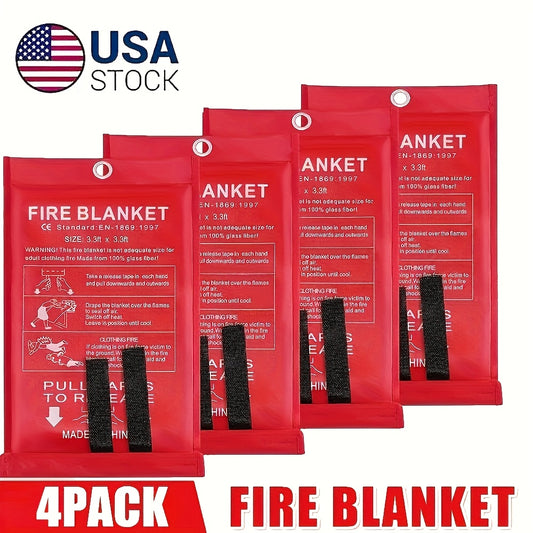 Fiberglass Emergency Fire Blankets Protection For Home, Kitchen, Camping, Heat Resistant, Flame Retardant