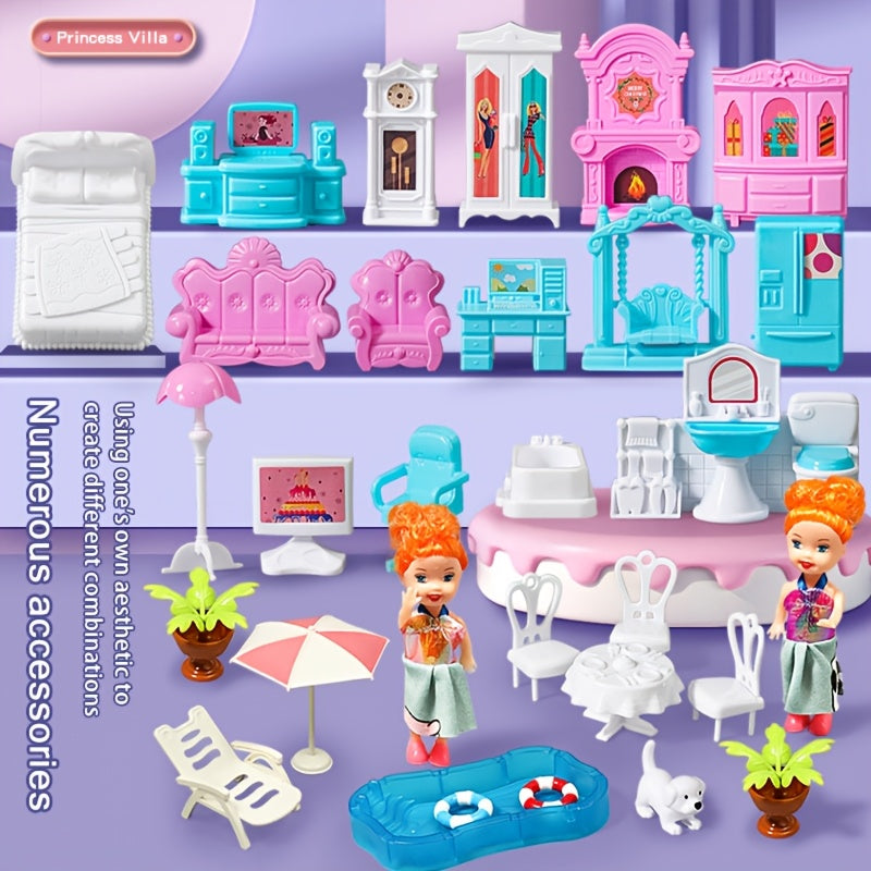 Doll House For Girls, 11 Rooms Dollhouse With Dolls Figure, Puppies, Furnitures, Accessories, LED Light, Playhouse Gift For For 3 4 5 6 7 8 9 10 Year Old Girls Toys