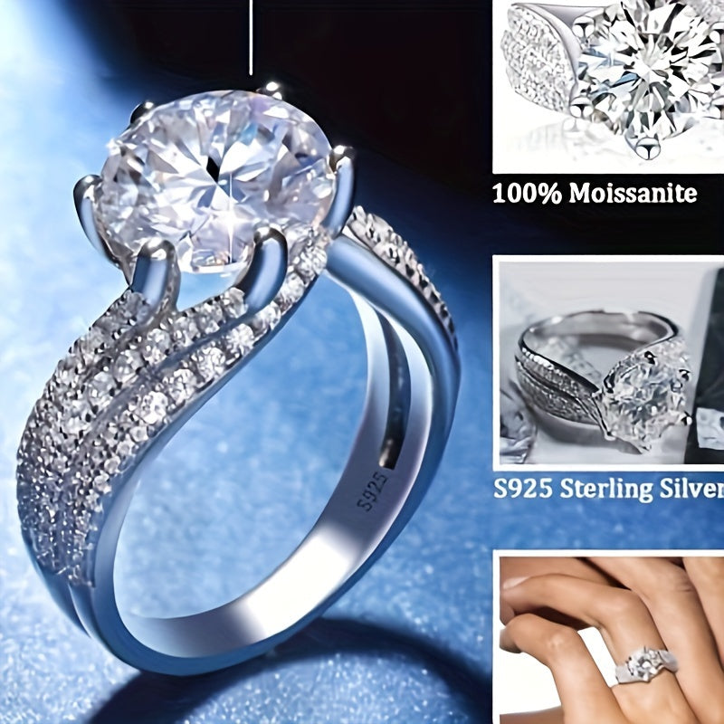 S925 Silver 3/5 Carat Moissanite Ring Women's Jewelry High-Quality, Gorgeous & Elegant Women's Ring 925 Silver Ring, Perfect for EngaSynthetic Gemstoneents Weddings Proposals. Hurry And Claim Your Surprise Gift The Perfect Pr