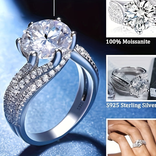 S925 Silver 3/5 Carat Moissanite Ring Women's Jewelry High-Quality, Gorgeous & Elegant Women's Ring 925 Silver Ring, Perfect for EngaSynthetic Gemstoneents Weddings Proposals. Hurry And Claim Your Surprise Gift The Perfect Pr