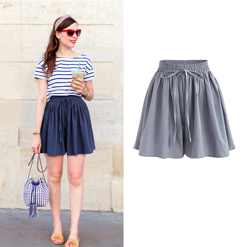 Large Size Wide Leg Shorts for Women Summer Plus Fat New Chiffon Pants Skirt Single Layer Elastic Waist Loose Versatile Korean Style Casual Pants