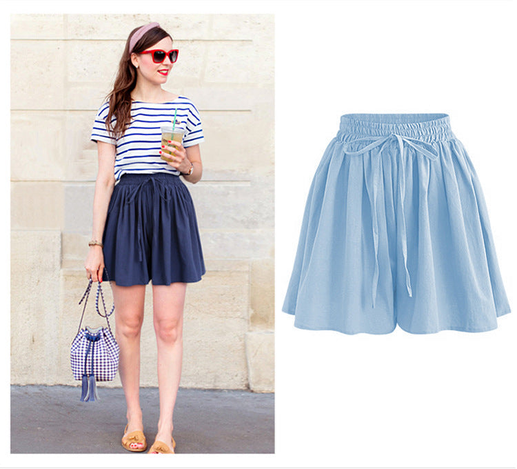 Large Size Wide Leg Shorts for Women Summer Plus Fat New Chiffon Pants Skirt Single Layer Elastic Waist Loose Versatile Korean Style Casual Pants