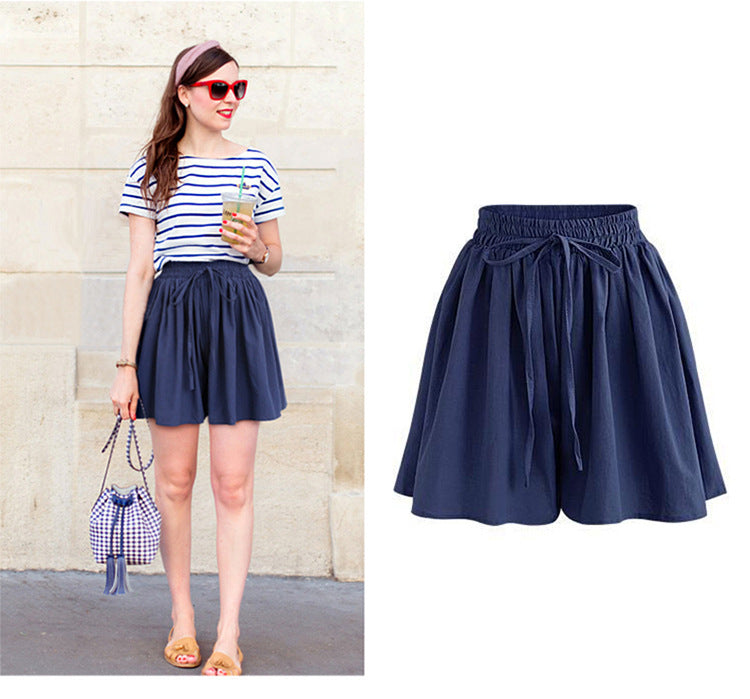 Large Size Wide Leg Shorts for Women Summer Plus Fat New Chiffon Pants Skirt Single Layer Elastic Waist Loose Versatile Korean Style Casual Pants