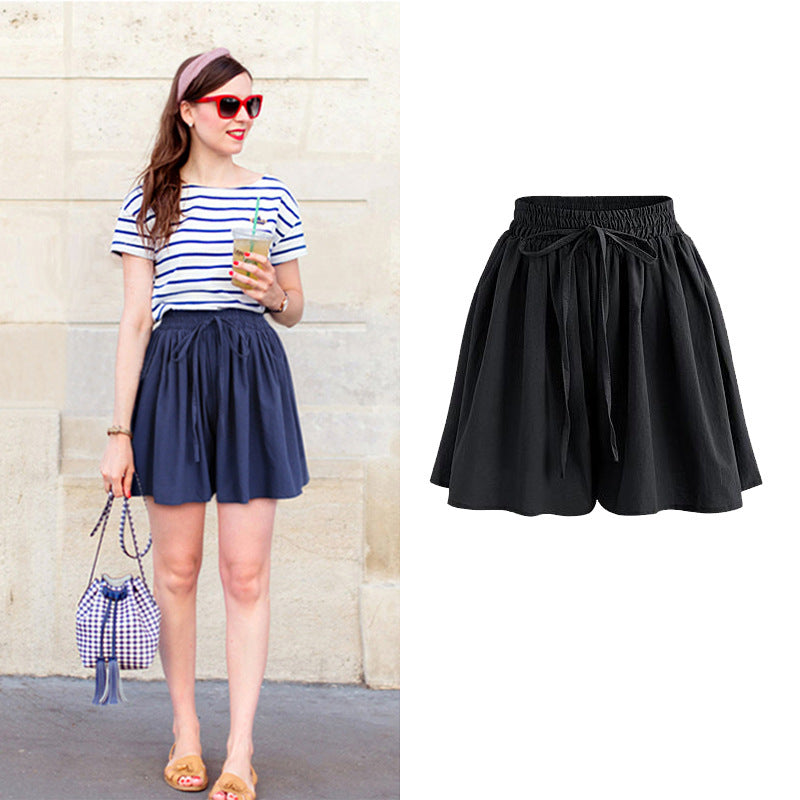 Large Size Wide Leg Shorts for Women Summer Plus Fat New Chiffon Pants Skirt Single Layer Elastic Waist Loose Versatile Korean Style Casual Pants